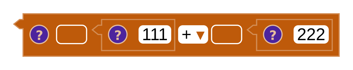 A binary arithmetic block adding the numbers 111 and 222.