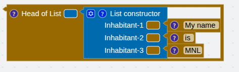 The head operator applied to a three-item string list.