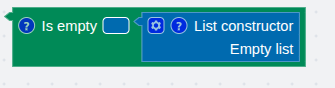 The is-empty operator applied to an empty list, giving true.