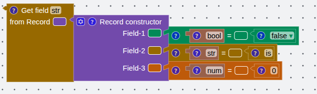 A projection operator retrieving the str field from a record literal.