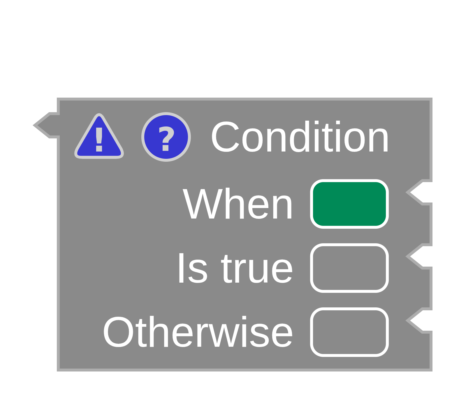 An incomplete block whose empty input suggestion boxes are dark silver, the colour of type any.